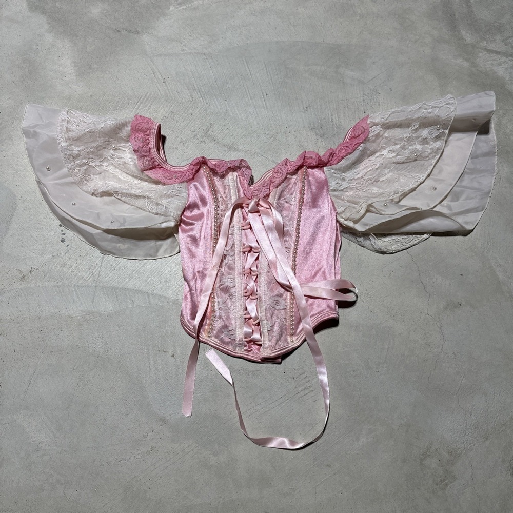Dollskill Trick N Treats Women's Pink Wired Corset Lace Back Top Size XS Sexy
